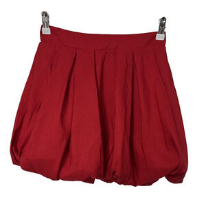 A New Day Women's XS Preppy Red Bubble Hem Mini Skirt Sexy Schoolgirl Academia